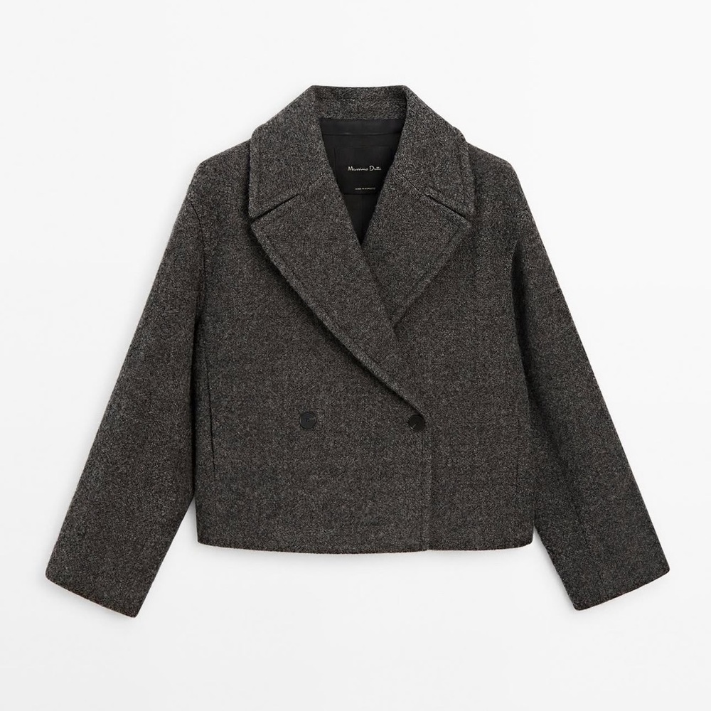Massimo Dutti Dark Gray Pea Coat